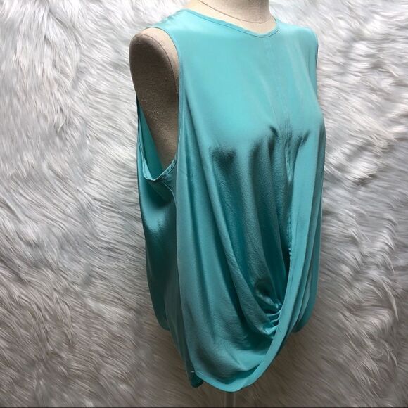 NWT Natori Size XL Teal Wrap Front Silk Tunic Top - Picture 9 of 12